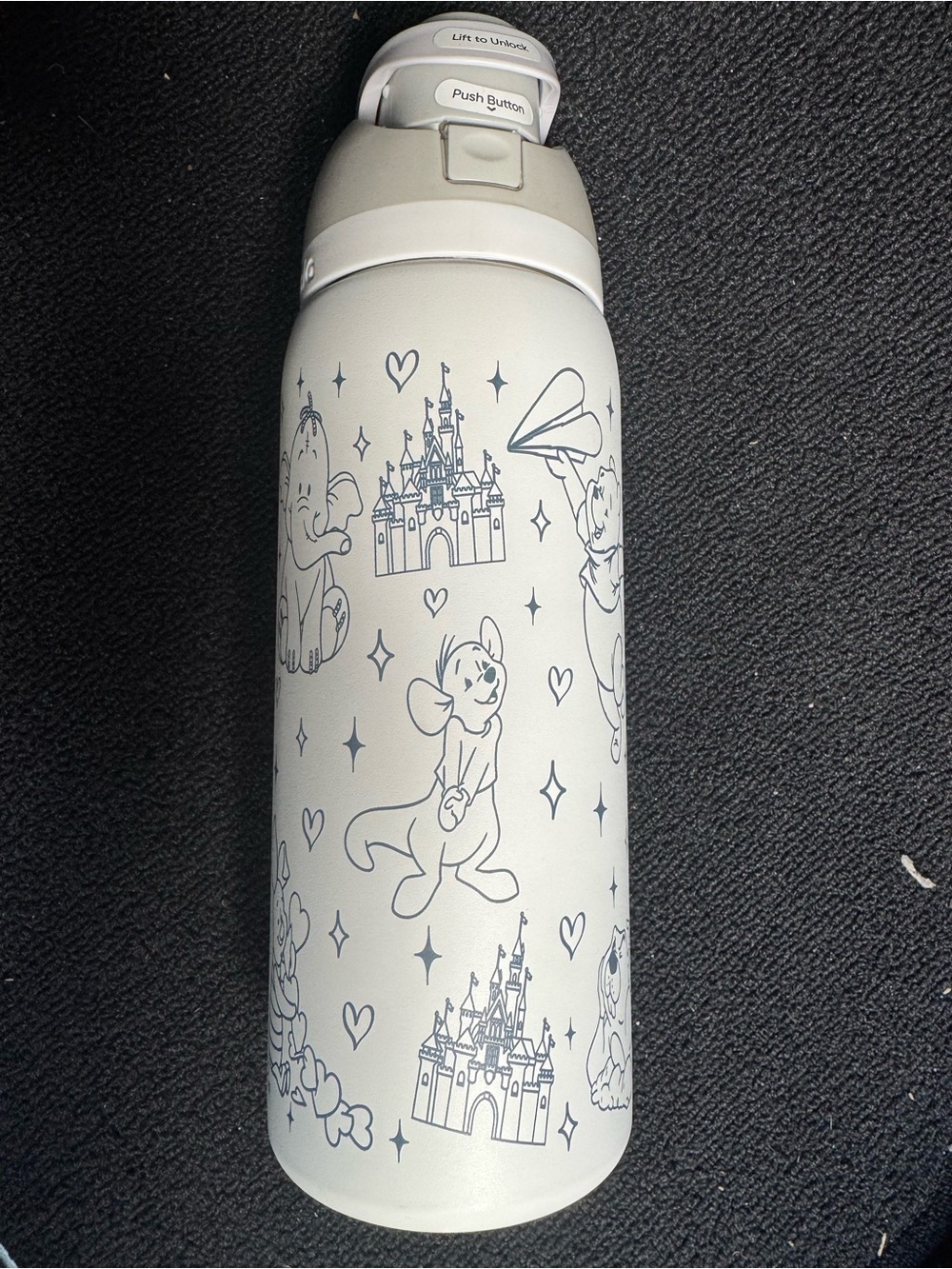 Disney White & Light Gray Castle and Character Stainless Travel Bottle